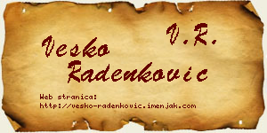 Vesko Radenković vizit kartica